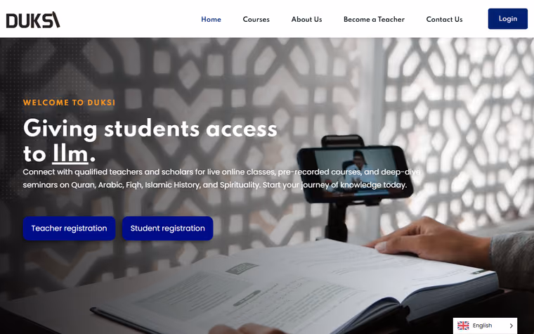 Screenshot of the Duksi website