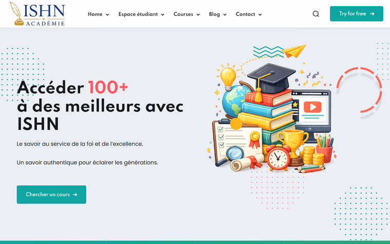 Screenshot of the ISHN Académie website